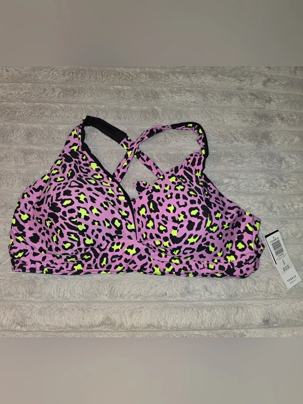 Torrid New Size 4 Bikini Swim Top 4 4x Purple Leopard
